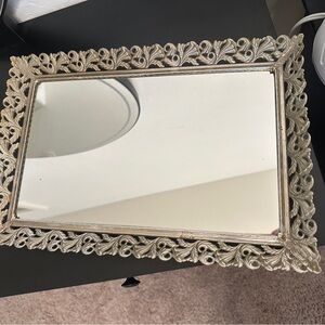 Elegant Silver Ornate vanity Mirror/tray